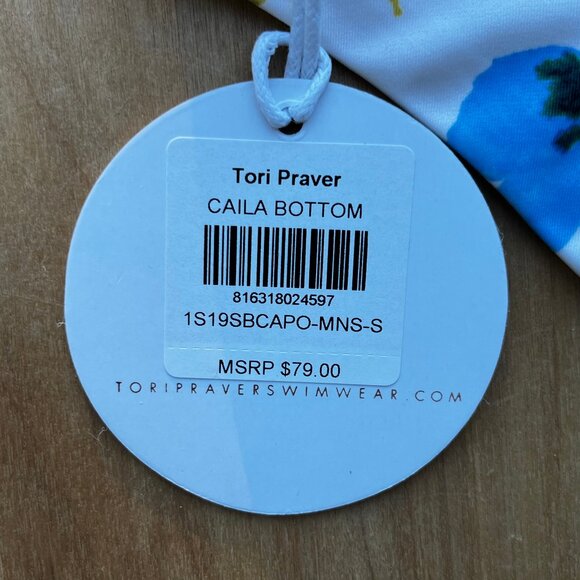 TORI PRAVER CAILA BOTTOM Women’s Ruched Sides Floral Lined Bikini Bottoms sz S - Picture 5 of 6